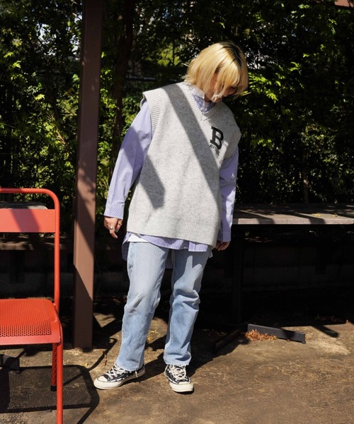 AVIREX（アヴィレックス）の「≪WEB&DEPOT限定≫JACQUAD LOGO KNIT VEST/ジャガードロゴニットベスト（ベスト・レディース・パープル/グレー・FREE）」の10枚目の写真