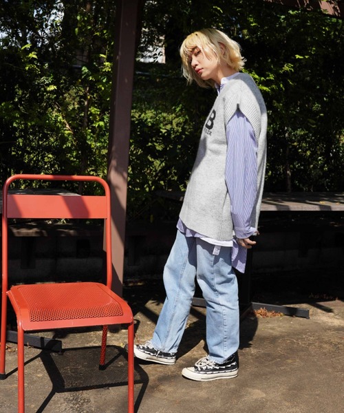 AVIREX（アヴィレックス）の「≪WEB&DEPOT限定≫JACQUAD LOGO KNIT VEST/ジャガードロゴニットベスト（ベスト・レディース・パープル/グレー・FREE）」の5枚目の写真