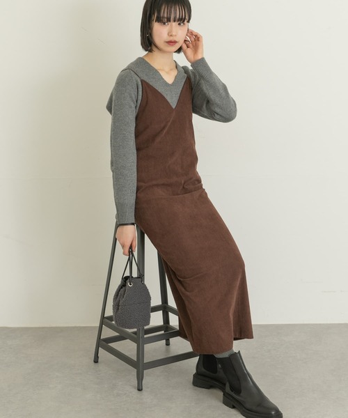 UR Lab.(アーバンリサーチラボ)の「コーデュロイキャミワンピース(ワンピース・レディース・オフホワイト/ブラウン/ネイビー・FREE)」の7枚目の写真