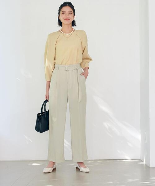 green label relaxing（グリーンレーベルリラクシング）の「［ size SHORT あり ］スフレット ベルト ワイド パンツ ◇No03◇（その他パンツ・レディース・クリーム/ライトグレー/ネイビー・SHORT/34/36/38/40/42/44/46）」の21枚目の写真