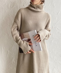 She's Closet（シーズクローゼット）の「指穴あきアームウォーマー風ハイネックタイト長袖リブニットミニワンピース（ワンピース）」