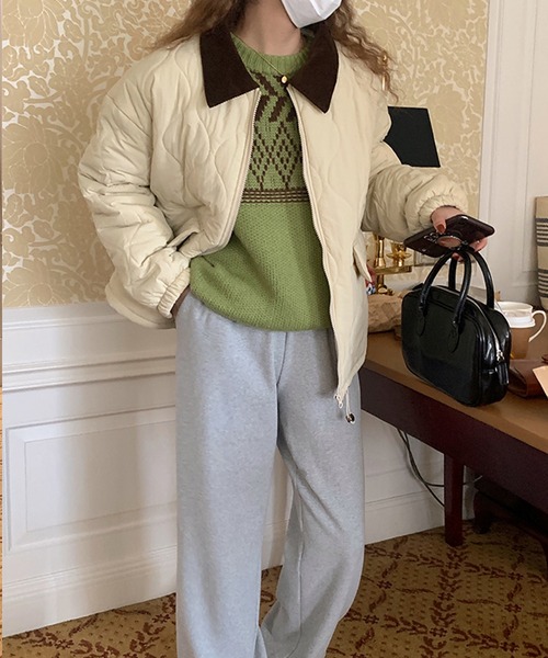 Doula Doula(ドゥーラドゥーラ)の「キルティング襟付きブルゾンジャケット(ブルゾン・レディース・ブラック/オフホワイト/カーキ/モカ・M/L)」の8枚目の写真