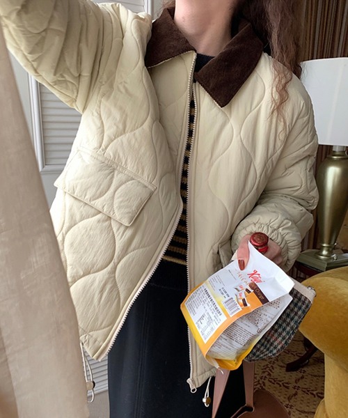 Doula Doula(ドゥーラドゥーラ)の「キルティング襟付きブルゾンジャケット(ブルゾン・レディース・ブラック/オフホワイト/カーキ/モカ・M/L)」の19枚目の写真