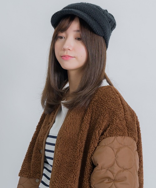 FUNALIVE（ファンアライブ）の「jou jou lier ケーブルMIXニットキャップ（ニットキャップ/ビーニー・レディース・ブラック/グレー/ブラウン/アイボリー・FREE）」の2枚目の写真