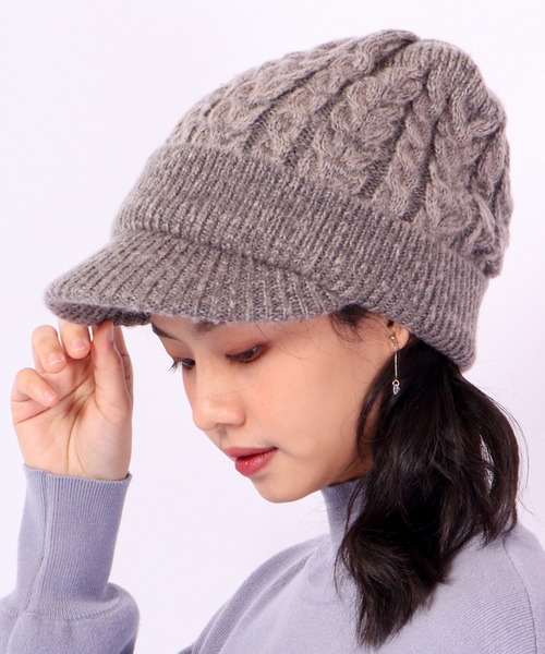 FUNALIVE（ファンアライブ）の「jou jou lier ケーブルMIXニットキャップ（ニットキャップ/ビーニー・レディース・ブラック/グレー/ブラウン/アイボリー・FREE）」の13枚目の写真