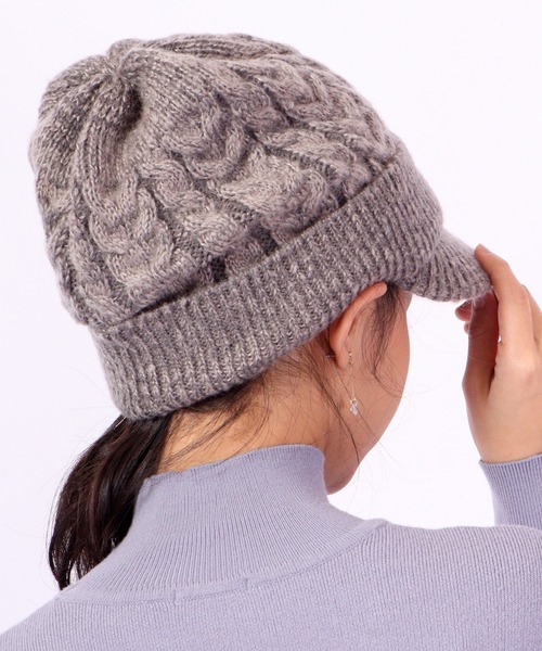 FUNALIVE（ファンアライブ）の「jou jou lier ケーブルMIXニットキャップ（ニットキャップ/ビーニー・レディース・ブラック/グレー/ブラウン/アイボリー・FREE）」の14枚目の写真