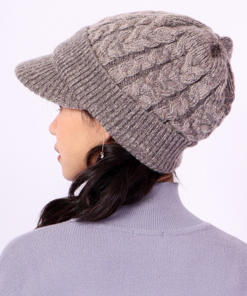 FUNALIVE（ファンアライブ）の「jou jou lier ケーブルMIXニットキャップ（ニットキャップ/ビーニー・レディース・ブラック/グレー/ブラウン/アイボリー・FREE）」の15枚目の写真