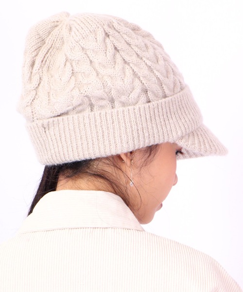 FUNALIVE（ファンアライブ）の「jou jou lier ケーブルMIXニットキャップ（ニットキャップ/ビーニー・レディース・ブラック/グレー/ブラウン/アイボリー・FREE）」の8枚目の写真