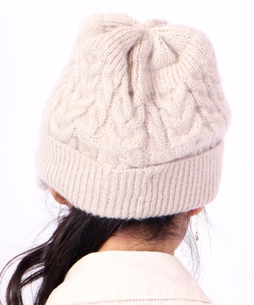 FUNALIVE（ファンアライブ）の「jou jou lier ケーブルMIXニットキャップ（ニットキャップ/ビーニー・レディース・ブラック/グレー/ブラウン/アイボリー・FREE）」の9枚目の写真