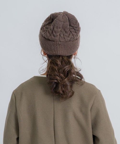 FUNALIVE（ファンアライブ）の「jou jou lier ケーブルMIXニットキャップ（ニットキャップ/ビーニー・レディース・ブラック/グレー/ブラウン/アイボリー・FREE）」の17枚目の写真