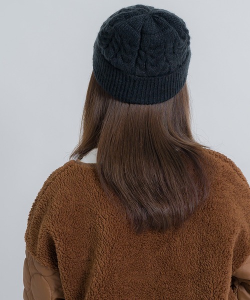 FUNALIVE（ファンアライブ）の「jou jou lier ケーブルMIXニットキャップ（ニットキャップ/ビーニー・レディース・ブラック/グレー/ブラウン/アイボリー・FREE）」の11枚目の写真