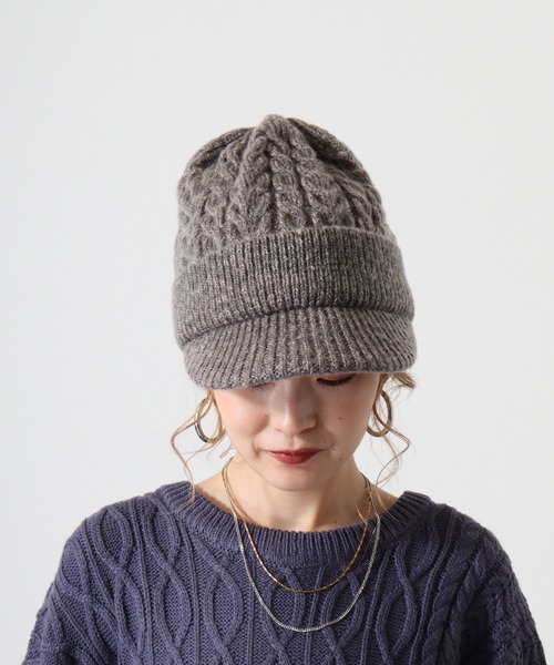 FUNALIVE（ファンアライブ）の「jou jou lier ケーブルMIXニットキャップ（ニットキャップ/ビーニー・レディース・ブラック/グレー/ブラウン/アイボリー・FREE）」の18枚目の写真