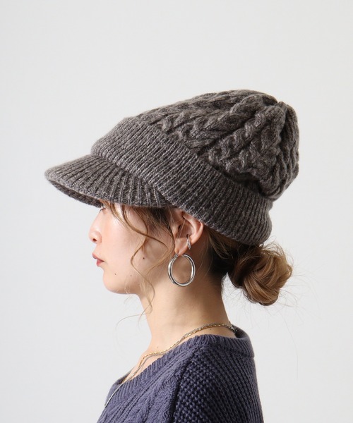 FUNALIVE（ファンアライブ）の「jou jou lier ケーブルMIXニットキャップ（ニットキャップ/ビーニー・レディース・ブラック/グレー/ブラウン/アイボリー・FREE）」の21枚目の写真