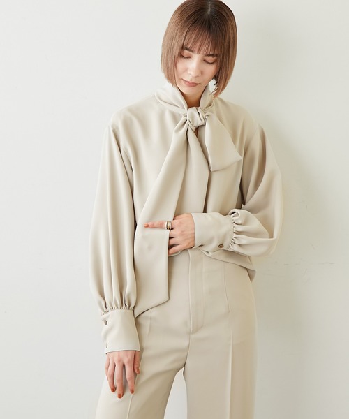 Whim Gazette（ウィムガゼット）の「ボウタイセットアップ（セットアップ・レディース・ブラック/ベージュ・FREE）」の6枚目の写真