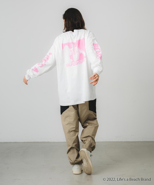 SILAS(サイラス)の「SILASxLIFE'S A BEACH PHOTO PRINT WIDE L/S TEE(Tシャツ/カットソー・メンズ・ブラック/ホワイト/ピンク・M/L/XL)」の5枚目の写真