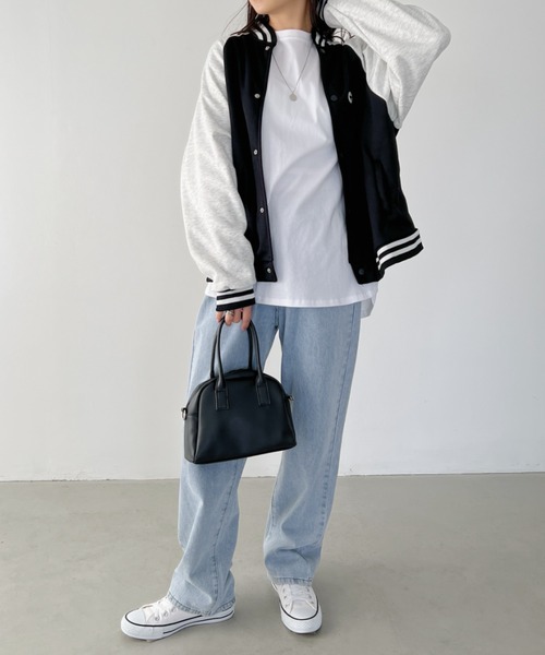 CLEA（クレア）の「カラー配色スウェットビッグスタジャン（スタジャン・レディース・グリーン/ブラック/ブルー・FREE）」の10枚目の写真