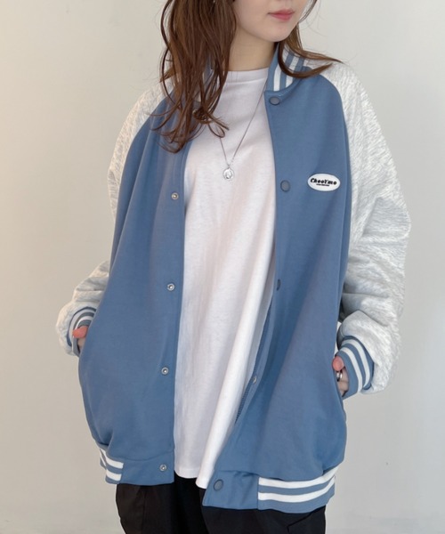 CLEA（クレア）の「カラー配色スウェットビッグスタジャン（スタジャン・レディース・グリーン/ブラック/ブルー・FREE）」の18枚目の写真