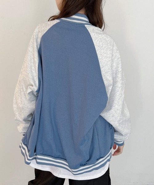 CLEA（クレア）の「カラー配色スウェットビッグスタジャン（スタジャン・レディース・グリーン/ブラック/ブルー・FREE）」の20枚目の写真