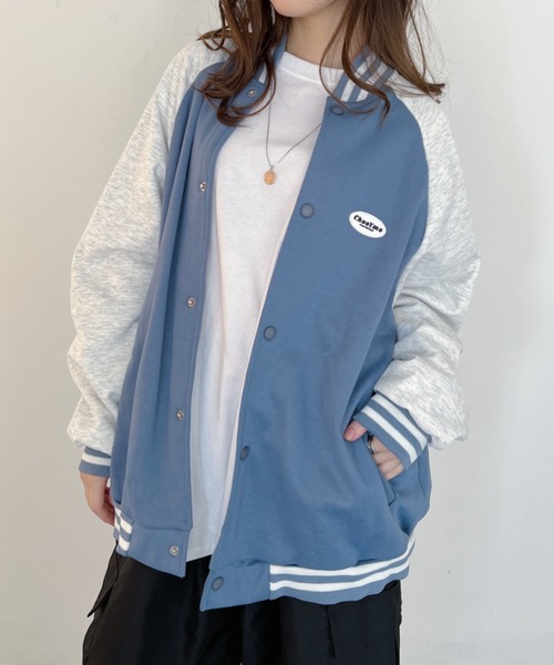 CLEA（クレア）の「カラー配色スウェットビッグスタジャン（スタジャン・レディース・グリーン/ブラック/ブルー・FREE）」の17枚目の写真