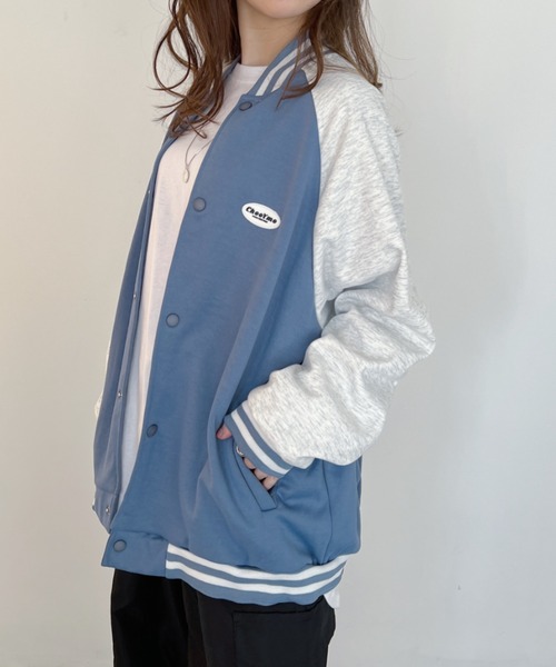 CLEA（クレア）の「カラー配色スウェットビッグスタジャン（スタジャン・レディース・グリーン/ブラック/ブルー・FREE）」の19枚目の写真