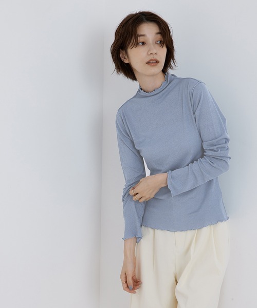Jayro(ジャイロ)の「シアーネットハイネックプルオーバー(Tシャツ/カットソー・レディース・ブラック/ホワイト系その他/オレンジ/ブルー・M)」の6枚目の写真