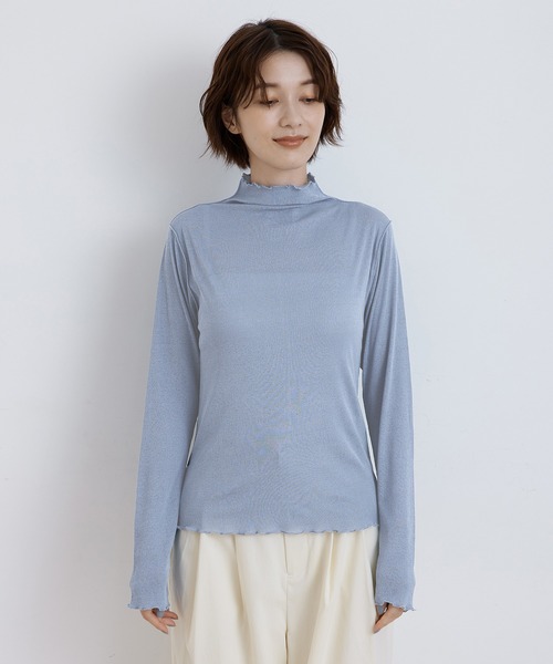 Jayro(ジャイロ)の「シアーネットハイネックプルオーバー(Tシャツ/カットソー・レディース・ブラック/ホワイト系その他/オレンジ/ブルー・M)」の21枚目の写真