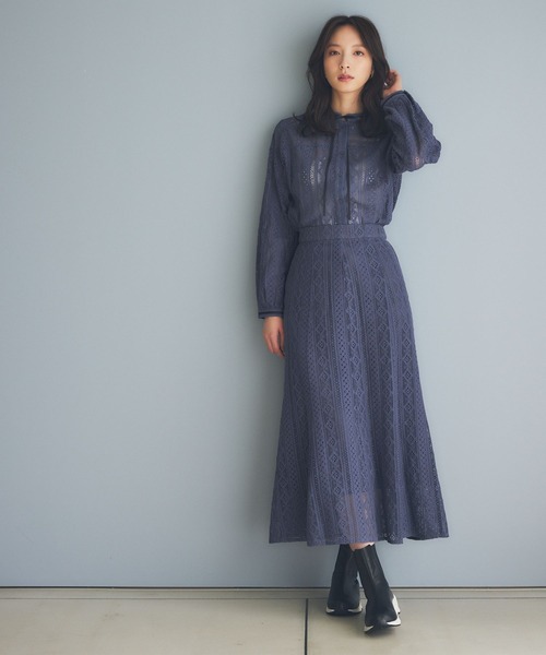 Andemiu（アンデミュウ）の「レースマーメイドスカート186511（スカート・レディース・ネイビー/ラベンダー/アイボリー・SMALL/MEDIUM）」の4枚目の写真