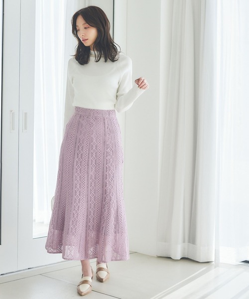 Andemiu（アンデミュウ）の「レースマーメイドスカート186511（スカート・レディース・ネイビー/ラベンダー/アイボリー・SMALL/MEDIUM）」の5枚目の写真