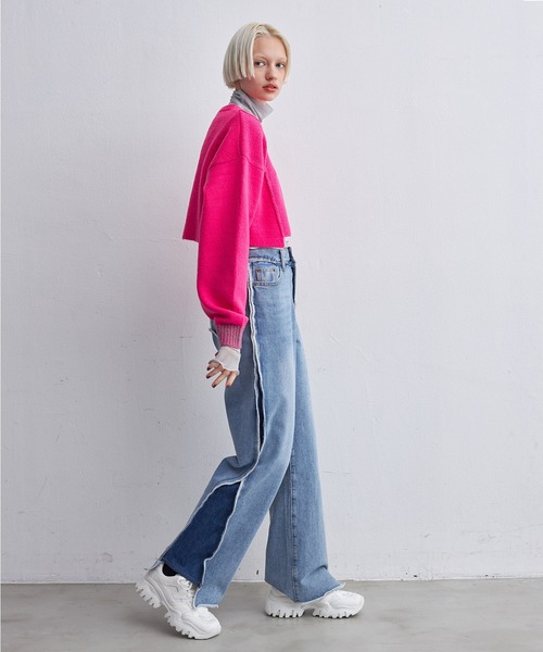 casane（カサネ）の「モヘヤライクショートクルーニット（ニット/セーター・レディース・ブラック/ピンク・FREE）」の15枚目の写真