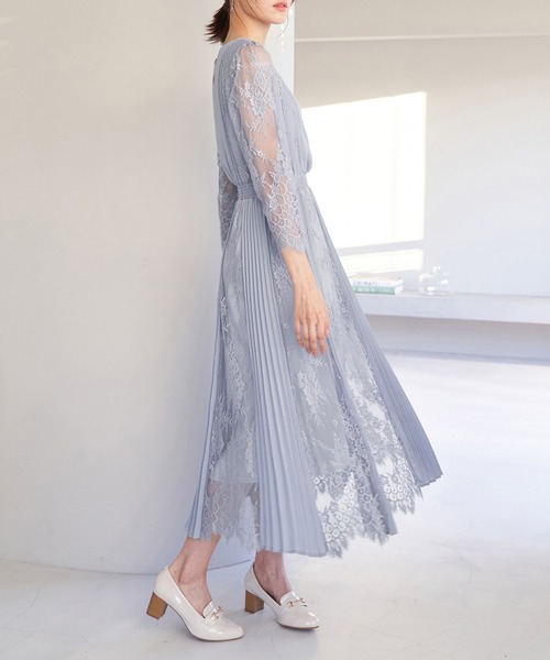 Mon Etoile プリーツコンビレースDress