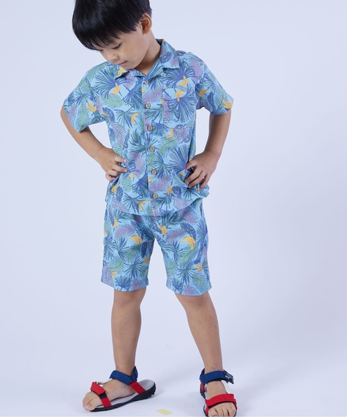DILASH(ディラッシュ)の「ボタニカル アロハシャツ(シャツ/ブラウス・キッズ・グリーン/サックスブルー・130/100/110/120/140/90/80)」の1枚目の写真