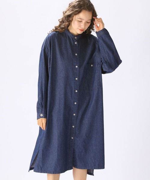 niko and...（ニコアンド）の「[niko and ...JEANS 2023SS]ワークスタンドワンピース（シャツワンピース・レディース・ライトブルー/ブルー・FREE）」の2枚目の写真