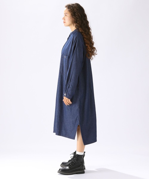 niko and...（ニコアンド）の「[niko and ...JEANS 2023SS]ワークスタンドワンピース（シャツワンピース・レディース・ライトブルー/ブルー・FREE）」の8枚目の写真