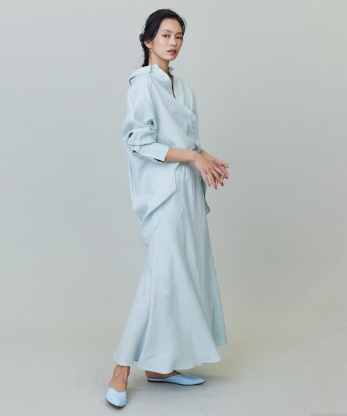 美品✨プルミエアロンディスモン　リネンウォッシュシャツ　ブラック　2024SS 美品✨プルミエアロンディスモン リネンウォッシュシャツ