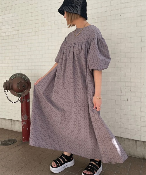 ＪＵＧＬＡＮＳ（ユグランス）の「☆ 爽やかな装い叶う。小花柄バルーンスリーブヨーク切替マキシワンピース　55-5064（ワンピース・レディース・ミント/パープル/ベージュ・FREE）」の3枚目の写真