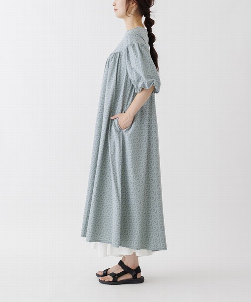 ＪＵＧＬＡＮＳ（ユグランス）の「☆ 爽やかな装い叶う。小花柄バルーンスリーブヨーク切替マキシワンピース　55-5064（ワンピース・レディース・ミント/パープル/ベージュ・FREE）」の6枚目の写真