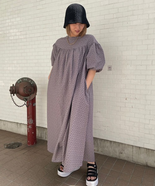 ＪＵＧＬＡＮＳ（ユグランス）の「☆ 爽やかな装い叶う。小花柄バルーンスリーブヨーク切替マキシワンピース　55-5064（ワンピース・レディース・ミント/パープル/ベージュ・FREE）」の16枚目の写真