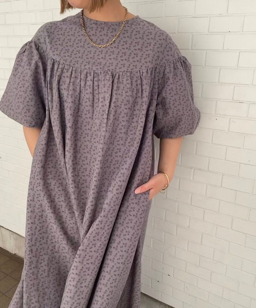 ＪＵＧＬＡＮＳ（ユグランス）の「☆ 爽やかな装い叶う。小花柄バルーンスリーブヨーク切替マキシワンピース　55-5064（ワンピース・レディース・ミント/パープル/ベージュ・FREE）」の15枚目の写真