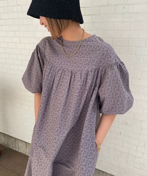 ＪＵＧＬＡＮＳ（ユグランス）の「☆ 爽やかな装い叶う。小花柄バルーンスリーブヨーク切替マキシワンピース　55-5064（ワンピース・レディース・ミント/パープル/ベージュ・FREE）」の13枚目の写真