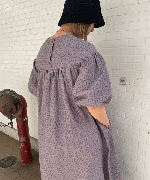 ＪＵＧＬＡＮＳ（ユグランス）の「☆ 爽やかな装い叶う。小花柄バルーンスリーブヨーク切替マキシワンピース　55-5064（ワンピース・レディース・ミント/パープル/ベージュ・FREE）」の12枚目の写真