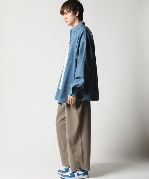 ARCADE（アーケード）の「ビッグシルエット オーバーサイズ デニムシャツ（シャツ/ブラウス・メンズ・ブルー/インディゴブルー/ライトブルー・M/L）」の7枚目の写真