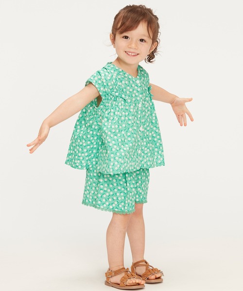 Moujonjon(ムージョンジョン)の「ブロード小花柄キュロットパンツ(その他パンツ・キッズ・イエロー/ライトグリーン/ターコイズブルー・110/120/100/90/130/140)」の4枚目の写真