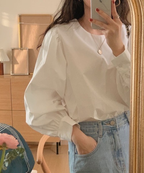 LAC-VERT(ラック・ヴェール)の「ボリュームスリーブブラウス(シャツ/ブラウス・レディース・ホワイト/アイボリー/ミント・FREE)」の1枚目の写真