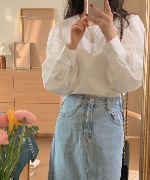 LAC-VERT(ラック・ヴェール)の「ボリュームスリーブブラウス(シャツ/ブラウス・レディース・ホワイト/アイボリー/ミント・FREE)」の14枚目の写真