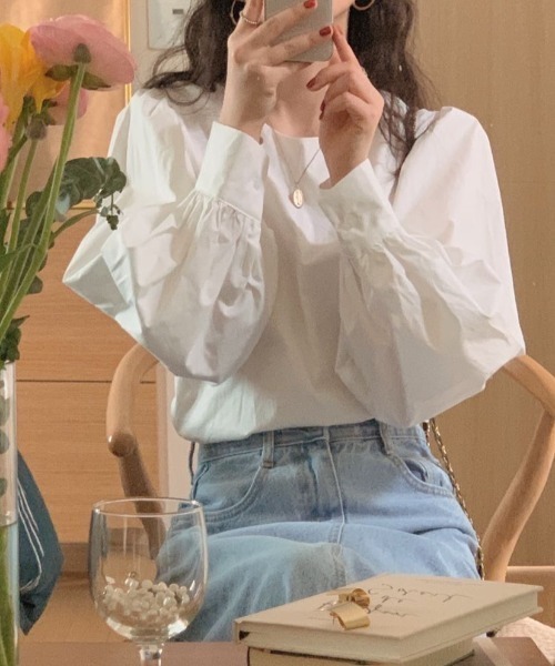 LAC-VERT(ラック・ヴェール)の「ボリュームスリーブブラウス(シャツ/ブラウス・レディース・ホワイト/アイボリー/ミント・FREE)」の6枚目の写真