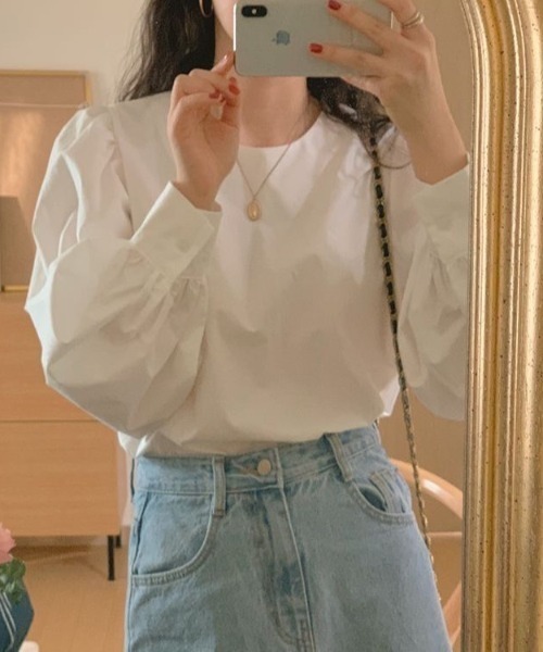 LAC-VERT(ラック・ヴェール)の「ボリュームスリーブブラウス(シャツ/ブラウス・レディース・ホワイト/アイボリー/ミント・FREE)」の12枚目の写真