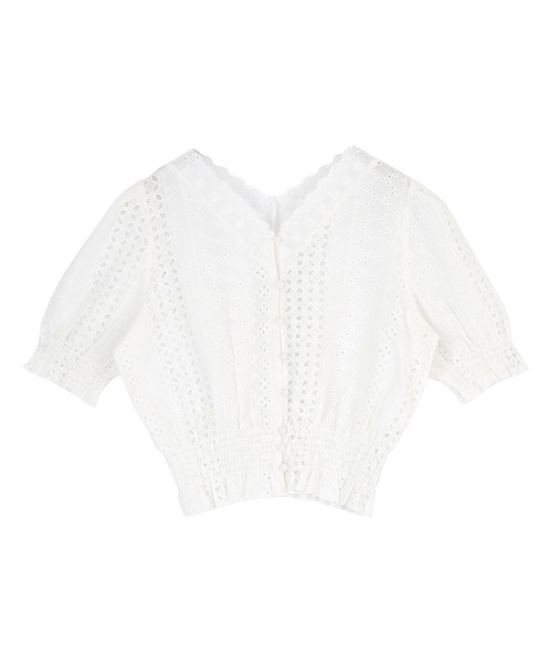 titivate（ティティベイト）の「前後2wayｺｯﾄﾝﾚｰｽﾌﾞﾗｳｽ（シャツ/ブラウス・レディース・ブラック/オフホワイト/ライトグリーン・FREE）」の4枚目の写真