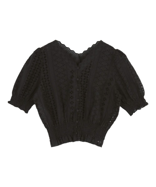 titivate（ティティベイト）の「前後2wayｺｯﾄﾝﾚｰｽﾌﾞﾗｳｽ（シャツ/ブラウス・レディース・ブラック/オフホワイト/ライトグリーン・FREE）」の5枚目の写真