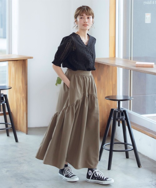 【2WAY】アイレットコットンレースブラウス アイレットコットンレースコットンシースルーブラウス - La mode