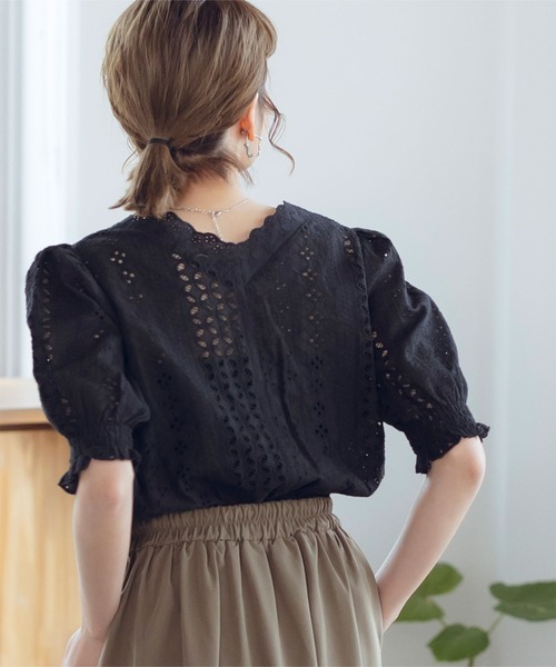 titivate（ティティベイト）の「前後2wayｺｯﾄﾝﾚｰｽﾌﾞﾗｳｽ（シャツ/ブラウス・レディース・ブラック/オフホワイト/ライトグリーン・FREE）」の12枚目の写真